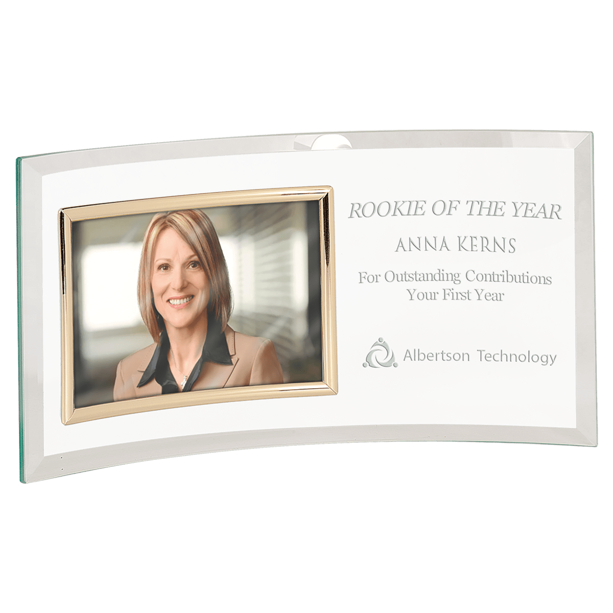 Jade Glass Crescent with 6" x 4" Picture Frame, product photo