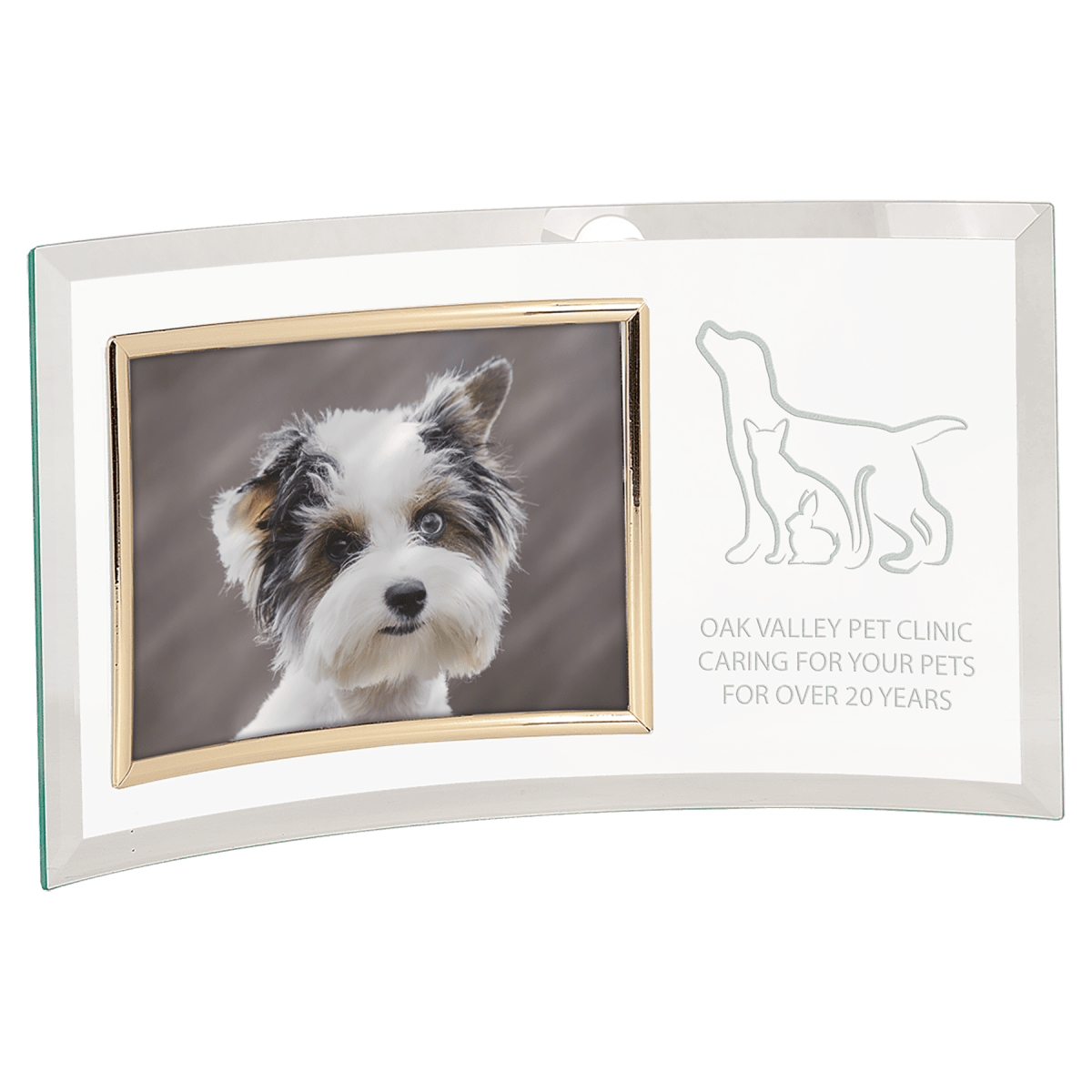 Jade Glass Crescent with 7" x 5" Picture Frame, product photo