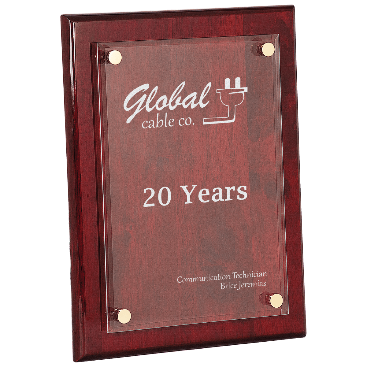Medium Rosewood Piano Finish Floating Acrylic Plaque, product photo