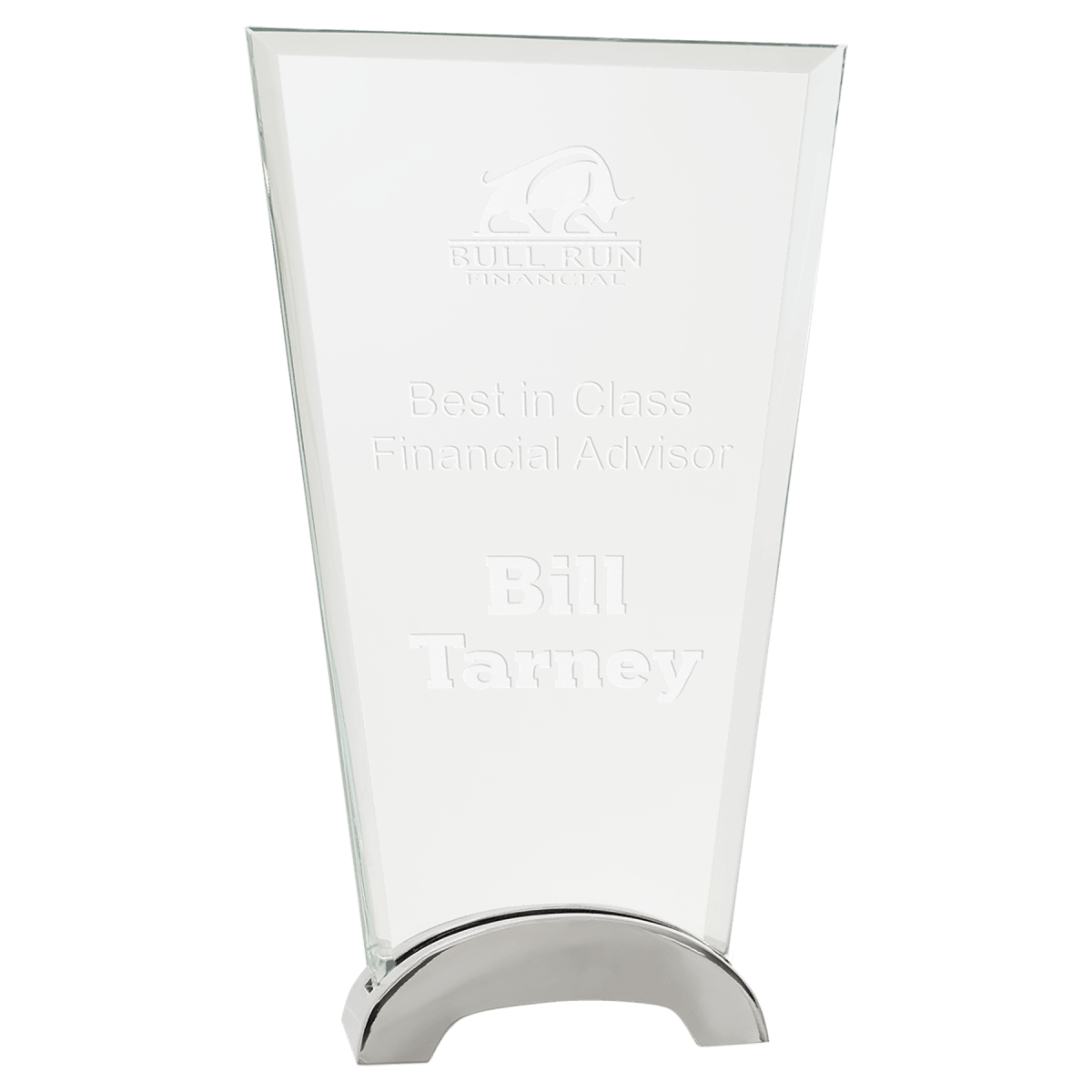 Large Fan Platinum Glass with Arch Metal Base, product photo
