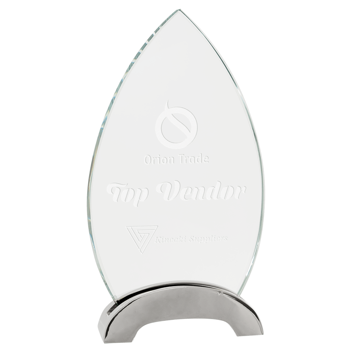 Small Oval Platinum Glass with Arch Metal Base, product photo