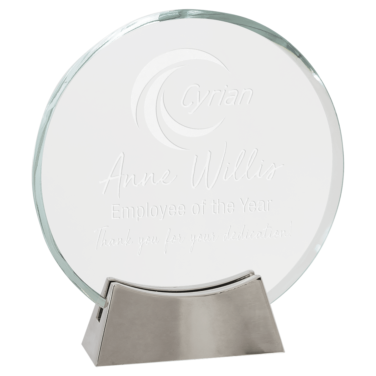 Small Round Platinum Glass with Full Metal Base, product photo