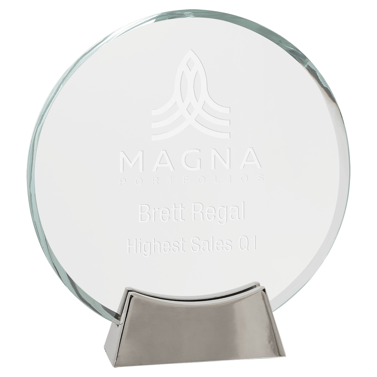 Medium Round Platinum Glass with Full Metal Base, product photo