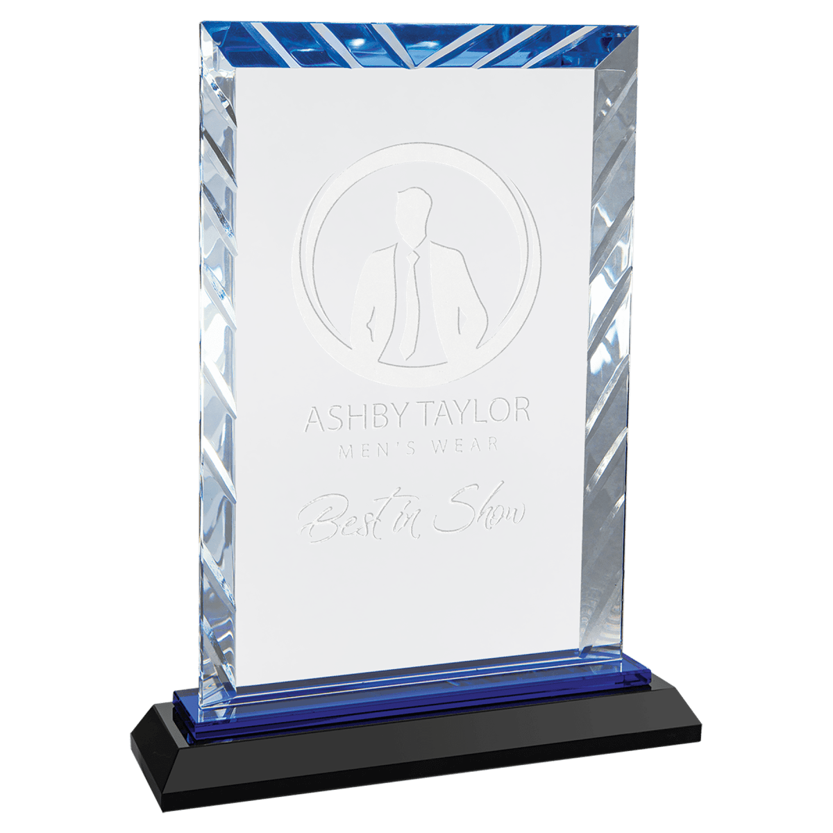Medium Rectangle Accent Glass on Blue Base, product photo