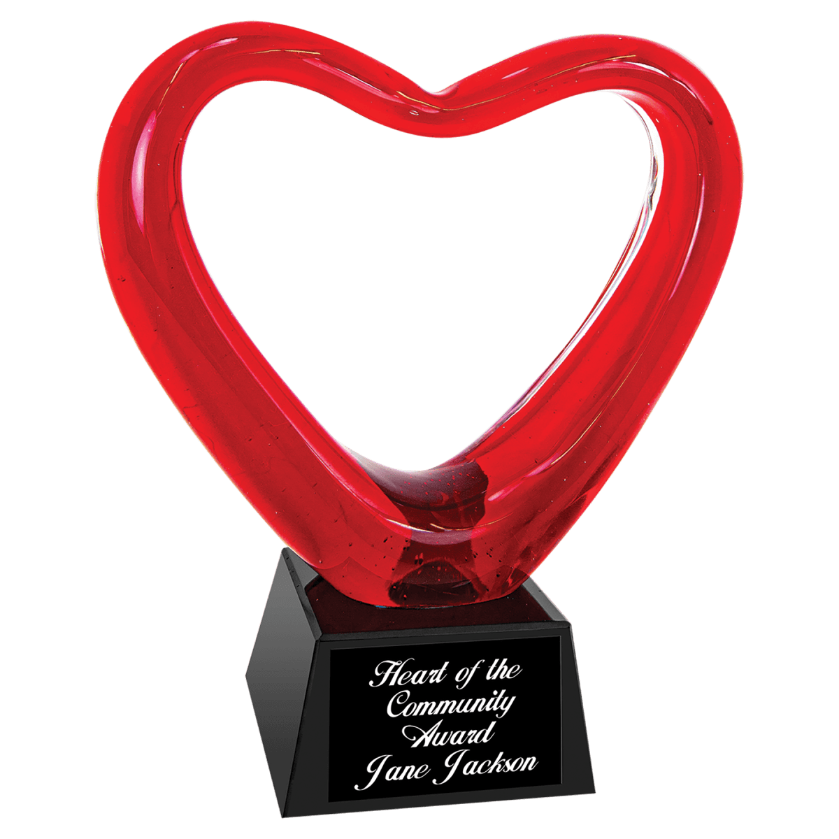 Red Heart Art Glass with Black Base, product photo