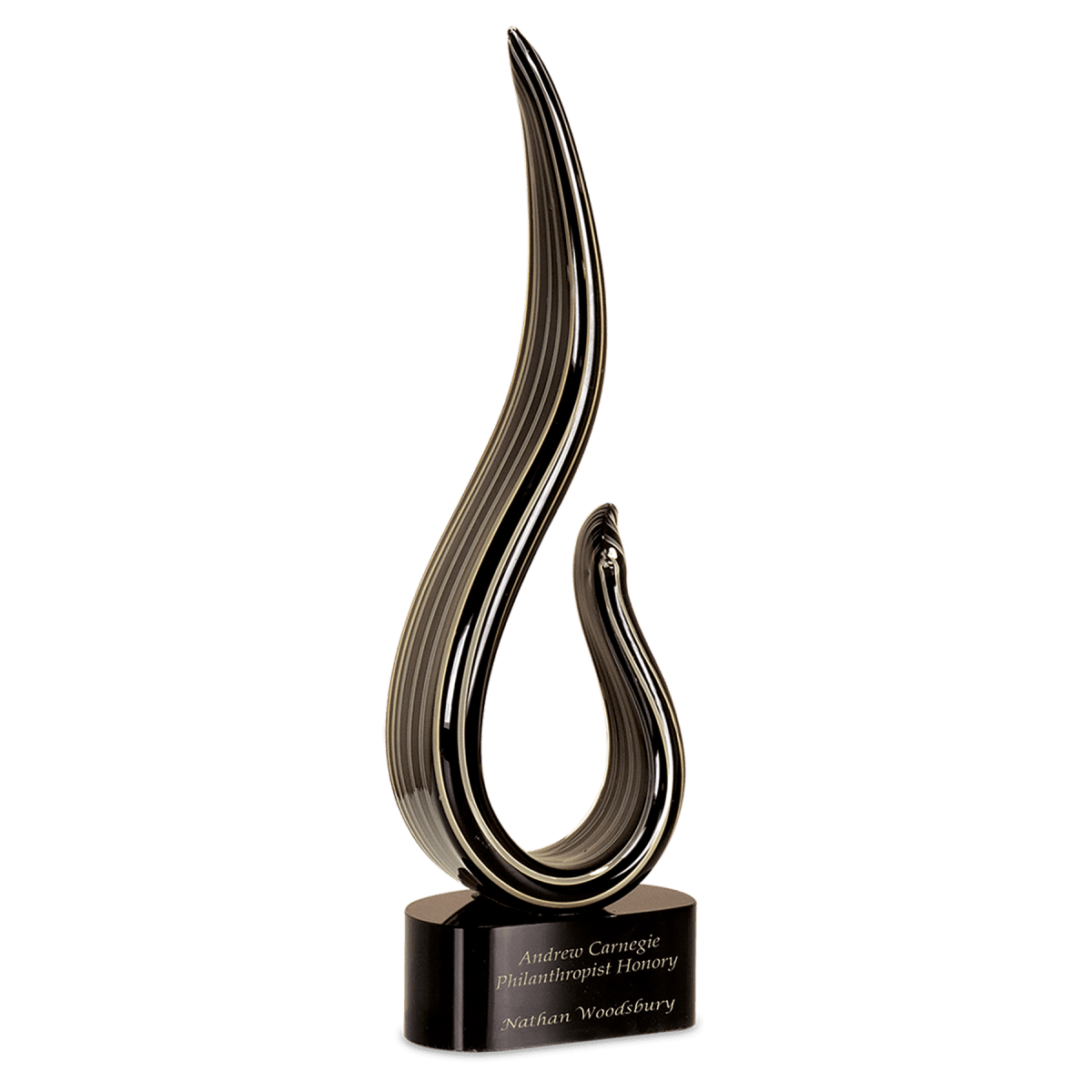 Black and Gold Curve Art Glass, product photo