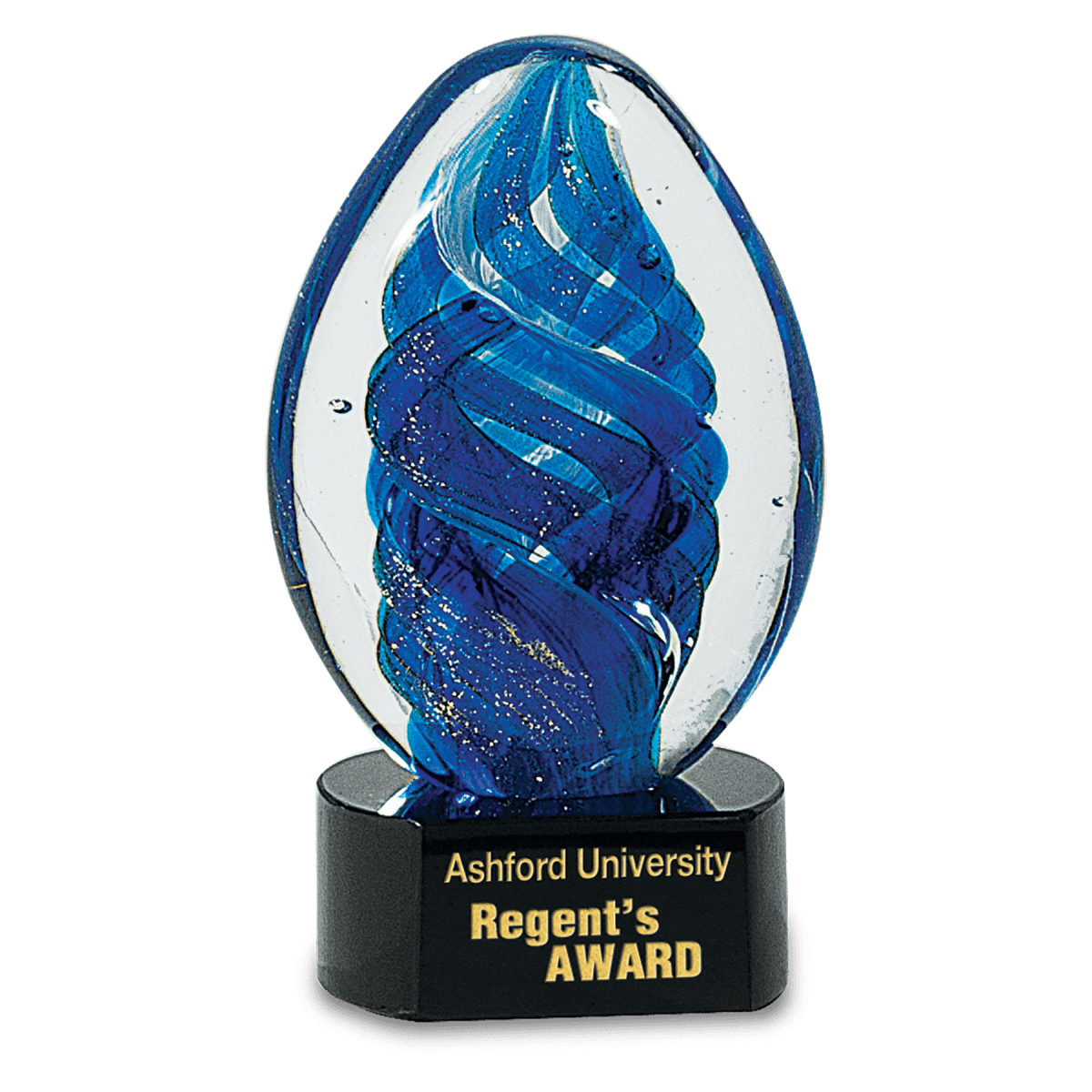 Blue Oval Swirl Art Glass, product photo
