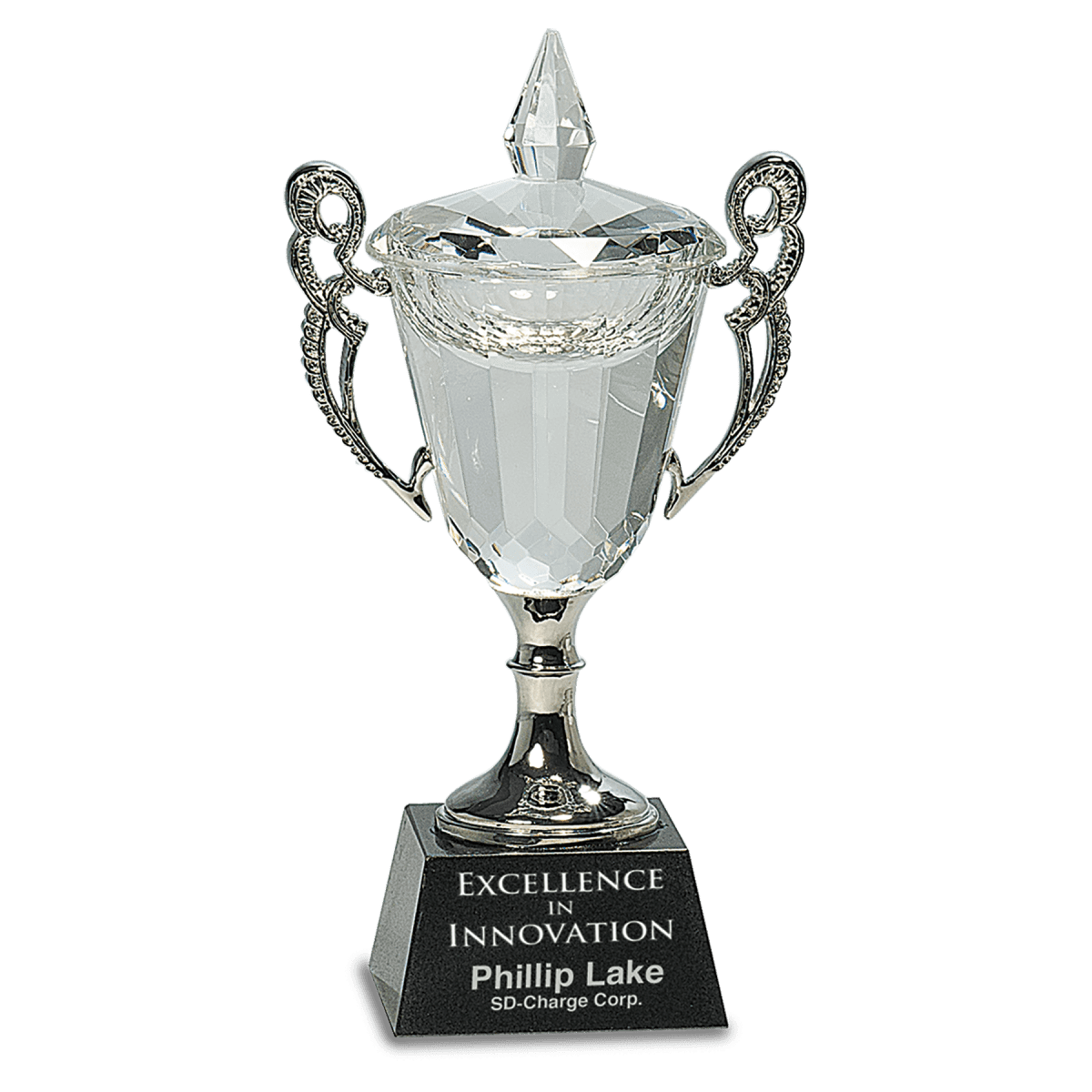 Crystal Cup with Silver Handles and Stem, product photo