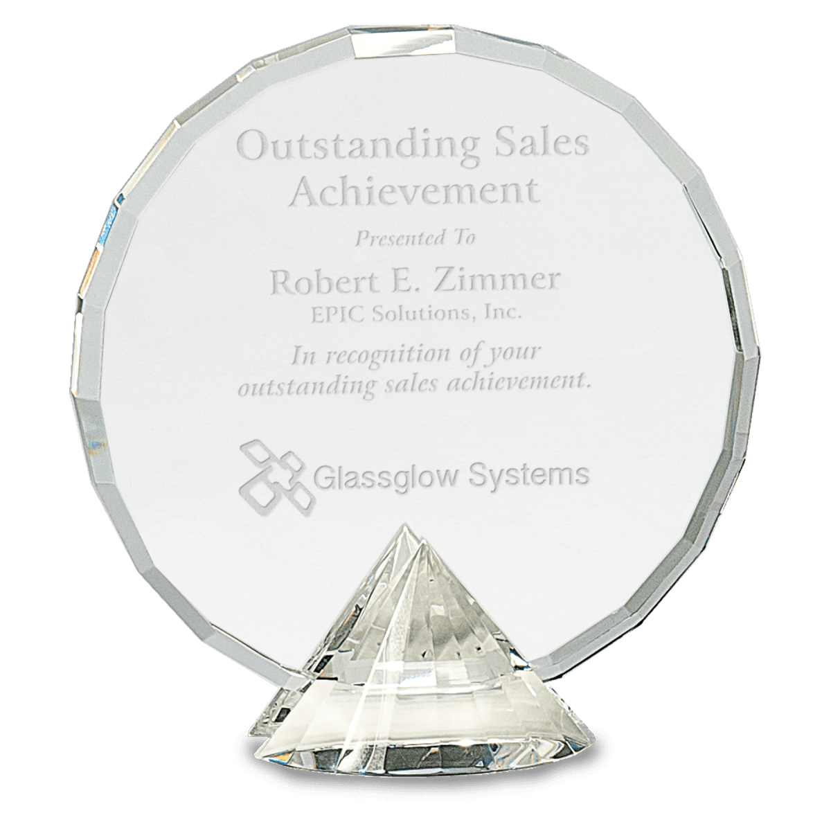 Clear Round Crystal on Clear Diamond Base, product photo