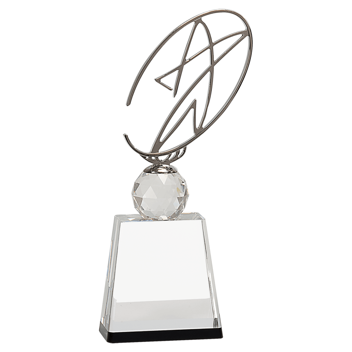 Medium Clear/Black Crystal Award with Silver Metal Oval Star, product photo