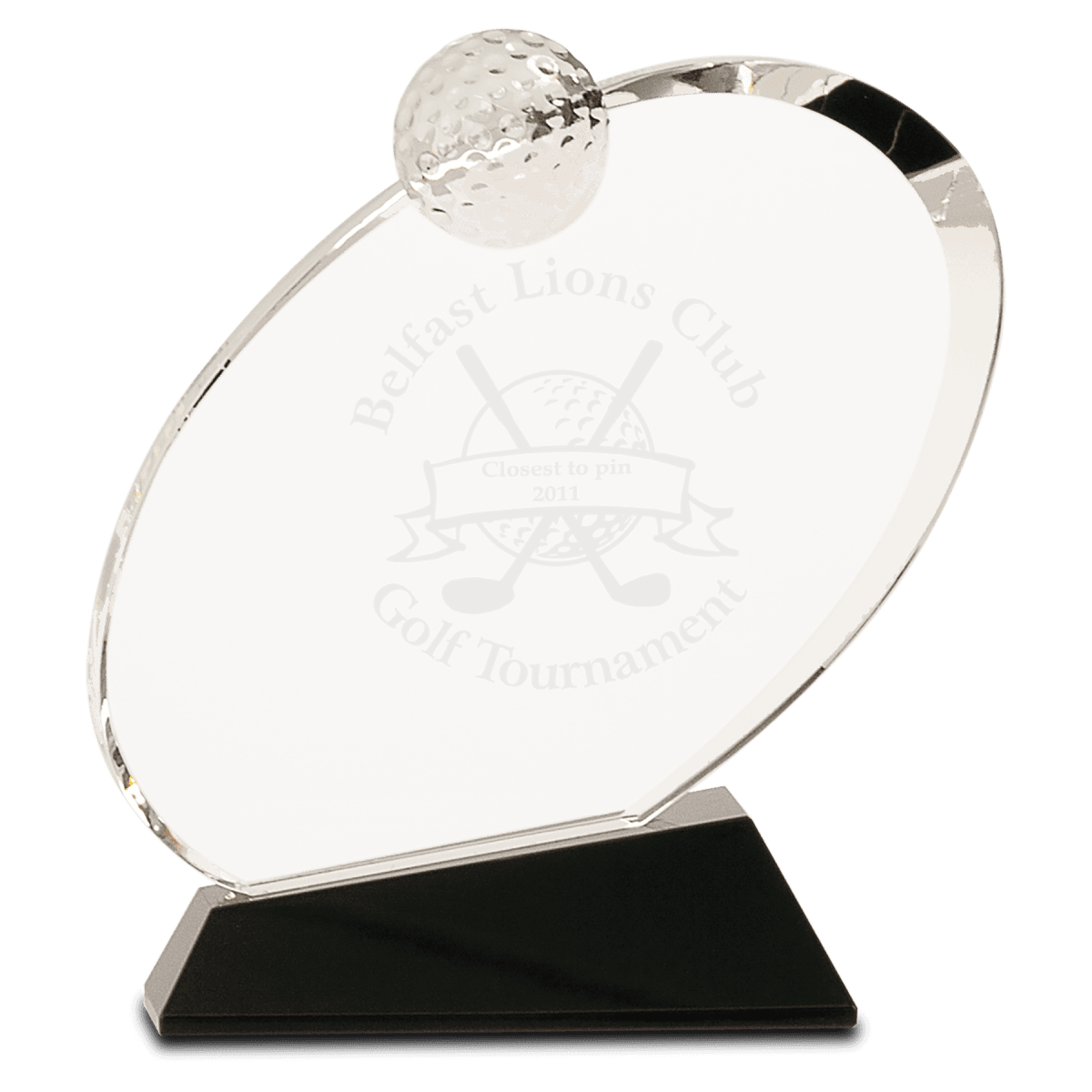 Crystal Golf Award on Black Crystal Base, product photo