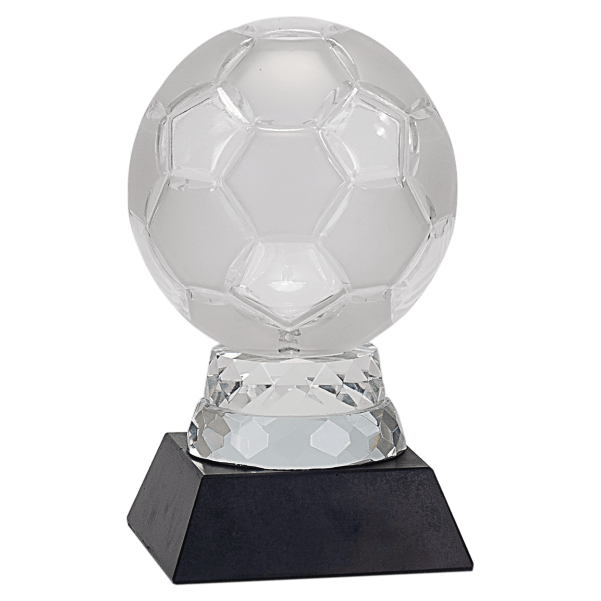 Glass Soccer Ball with Black Marble Base, product photo