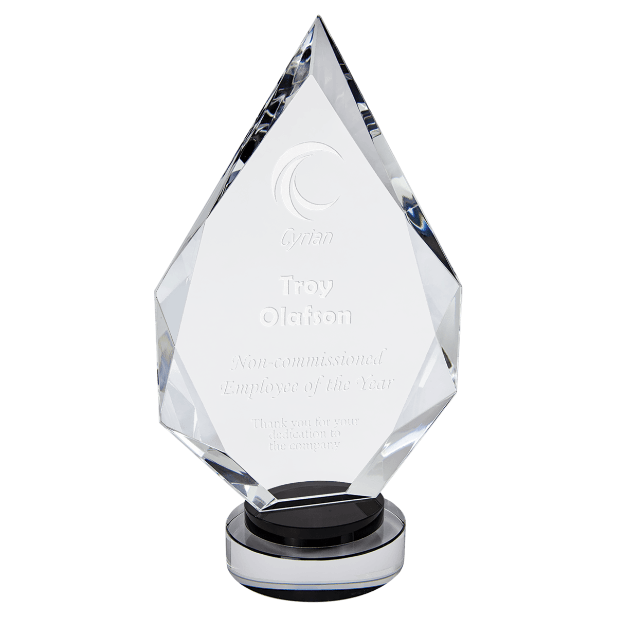Large Diamond Crystal on Black & Clear Round Base, product photo