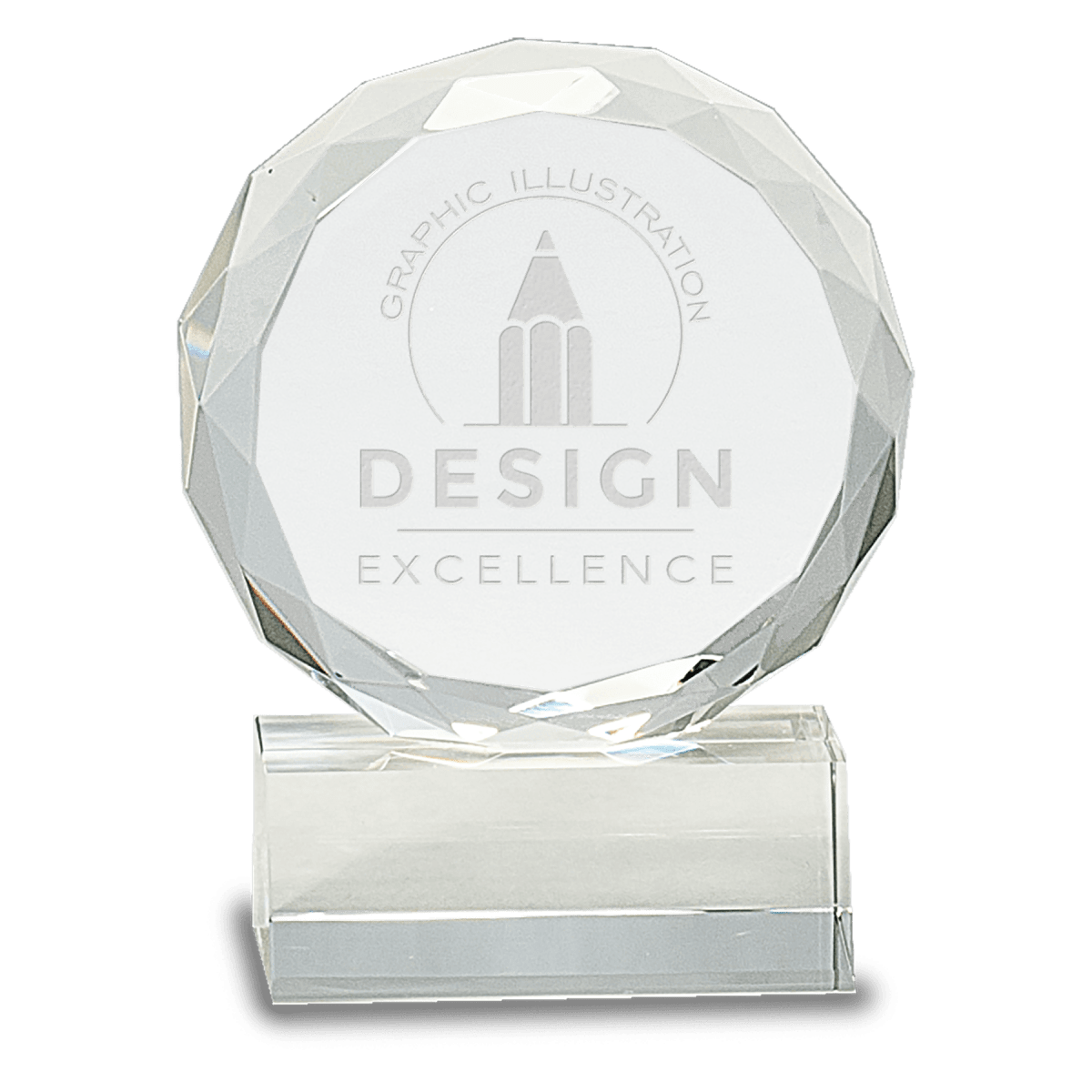 Round Facet Crystal on Clear Pedestal Base, product photo