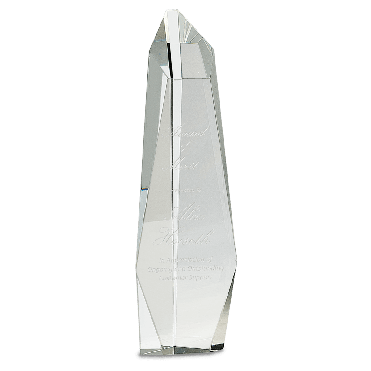Clear Crystal Facet Slant-Top Tower, product photo