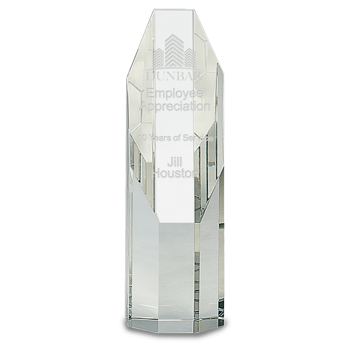 Large Clear Octagon Slant-Top Crystal Tower, product photo