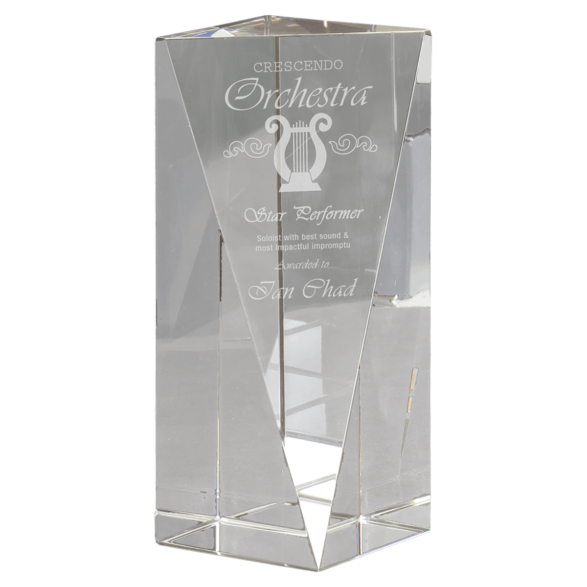 Large Crystal Triangle Front Pillar, product photo