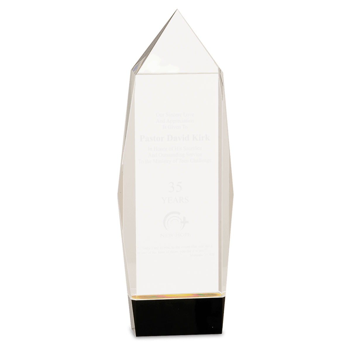 Large Clear Crystal Facet Rectangle on Black Base, product photo
