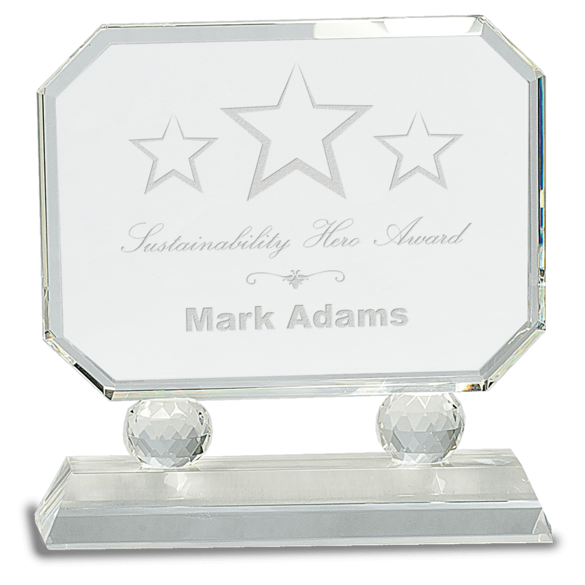 Medium Rectangle Crystal on Clear Pedestal Base, product photo