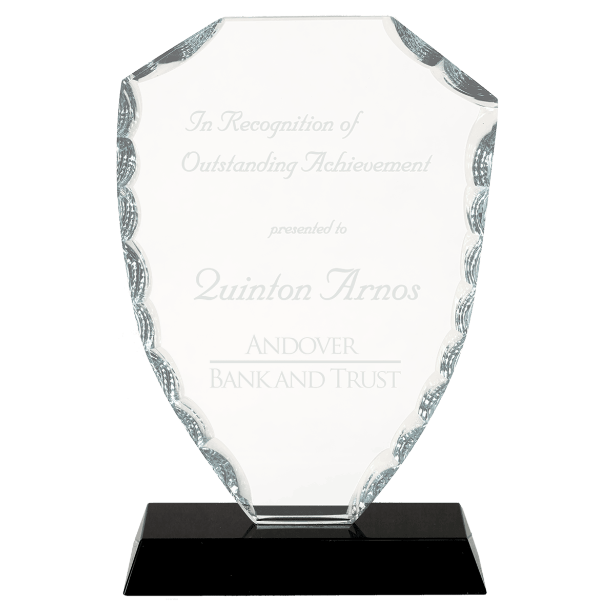 Small Shield Facet Glass on Black Base, product photo