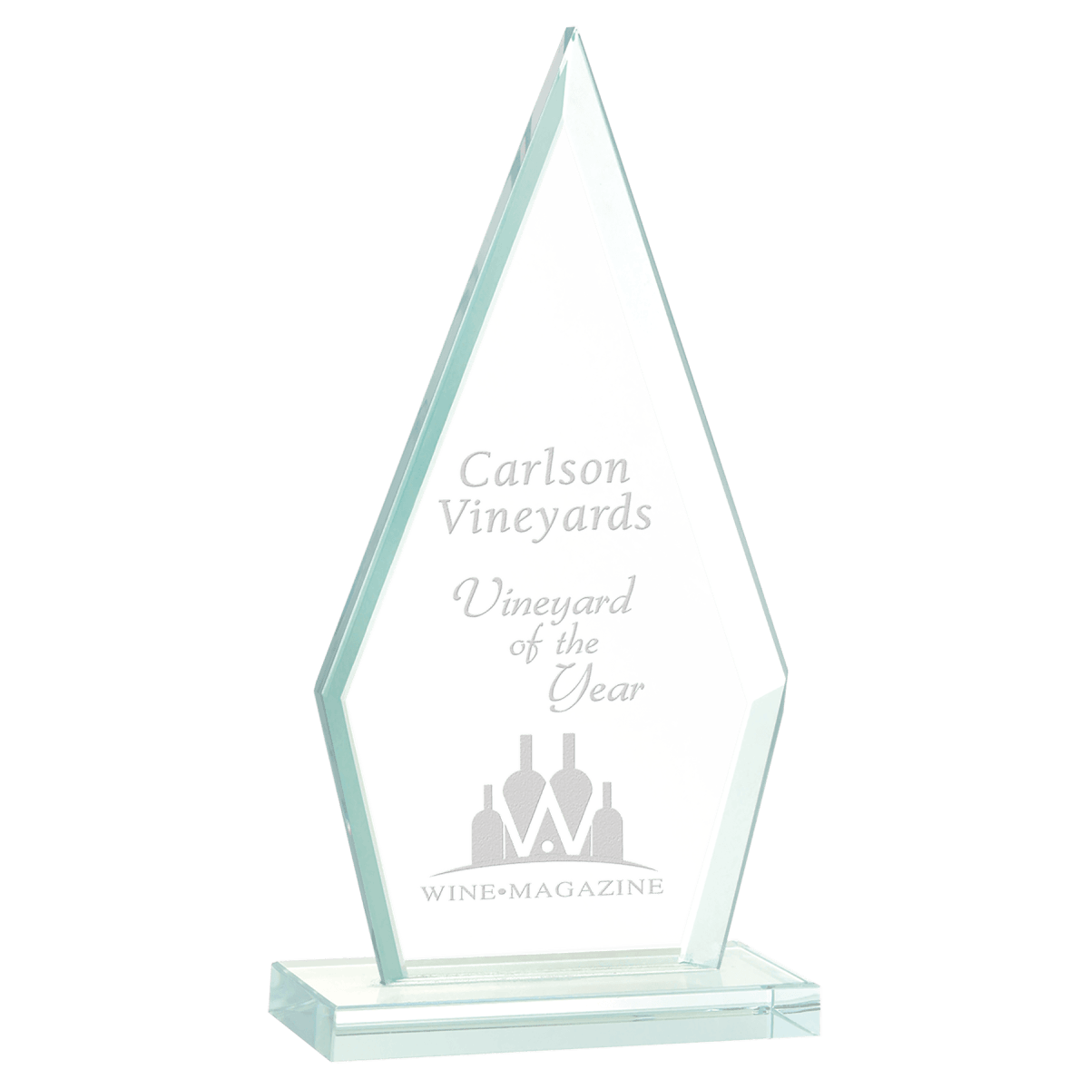 Large Triangle Jade Glass Award, product photo