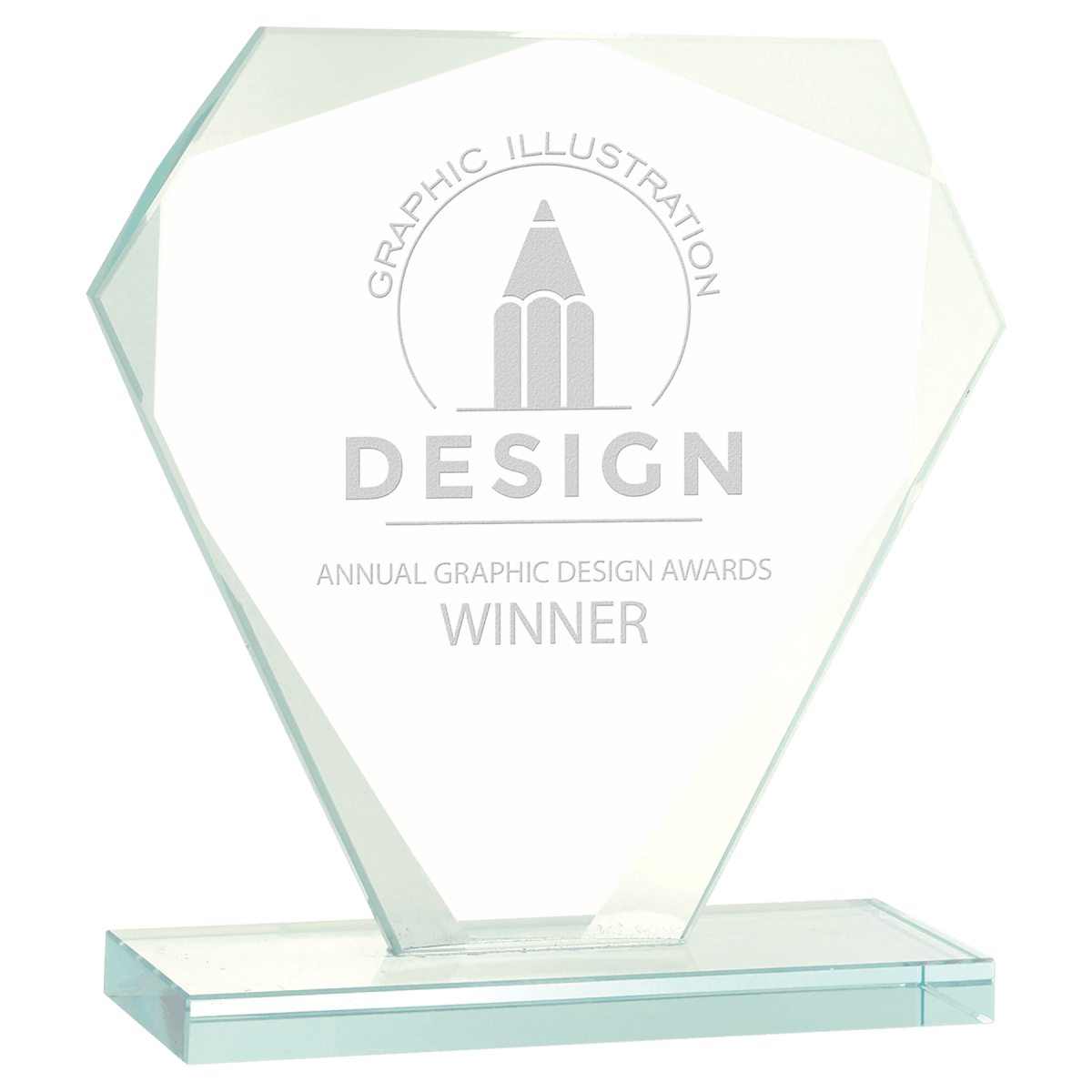 Large Cut Diamond Jade Glass Award, product photo