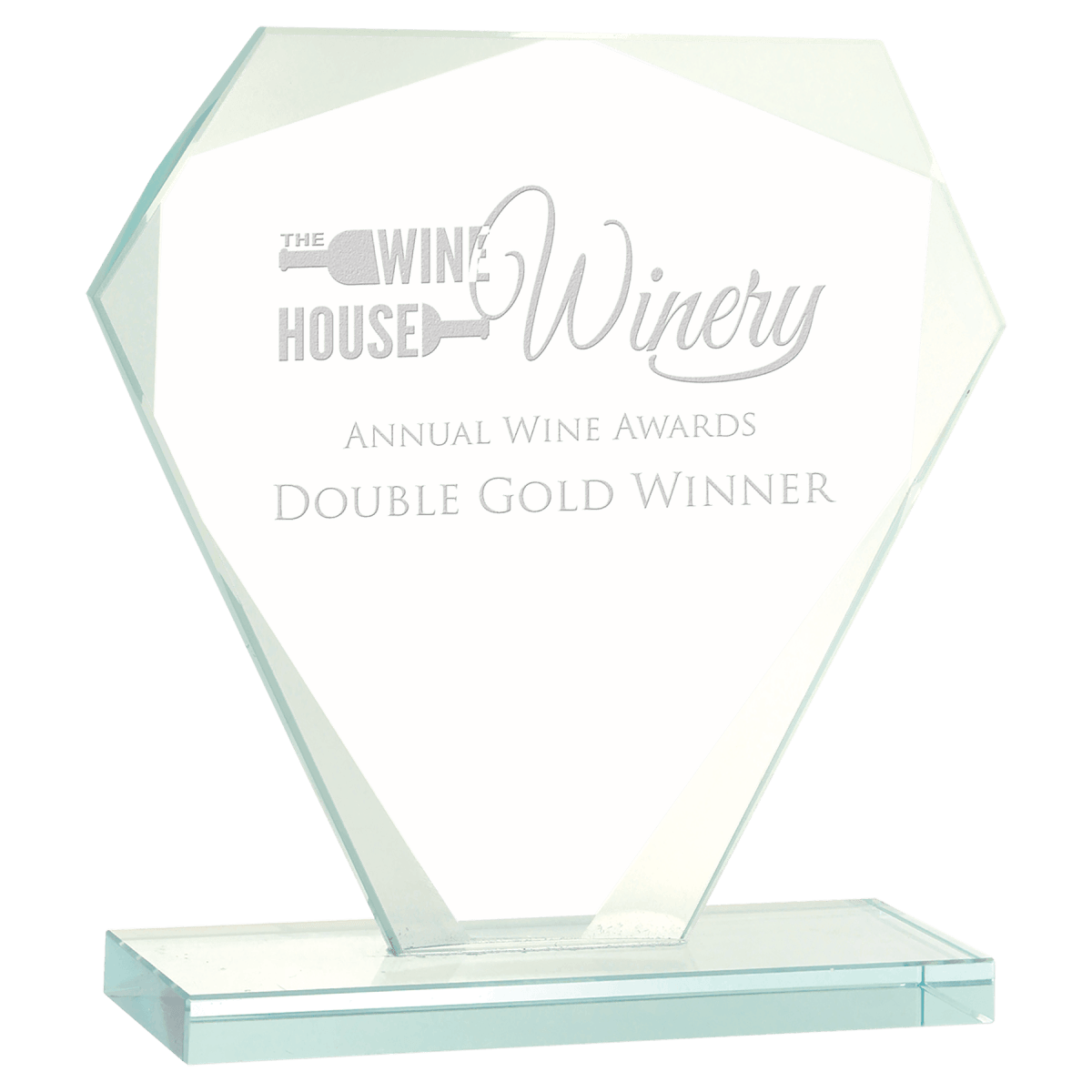Medium Cut Diamond Jade Glass Award, product photo
