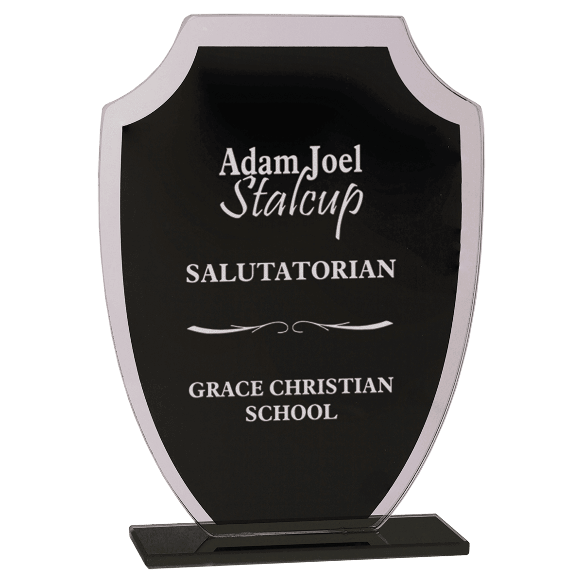Large Black Shield Reflection Glass Award, product photo