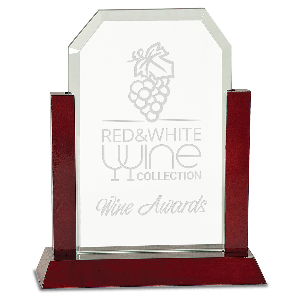 Large Gateway Jade Clip Corner Glass Award with Rosewood Finish Base, product photo