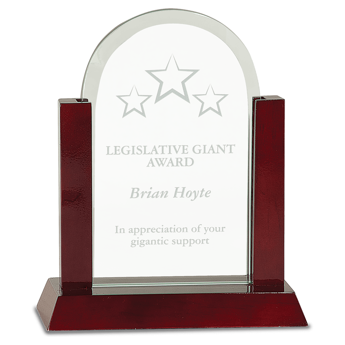 Medium Gateway Jade Dome Glass Award with Rosewood Finish Base, product photo