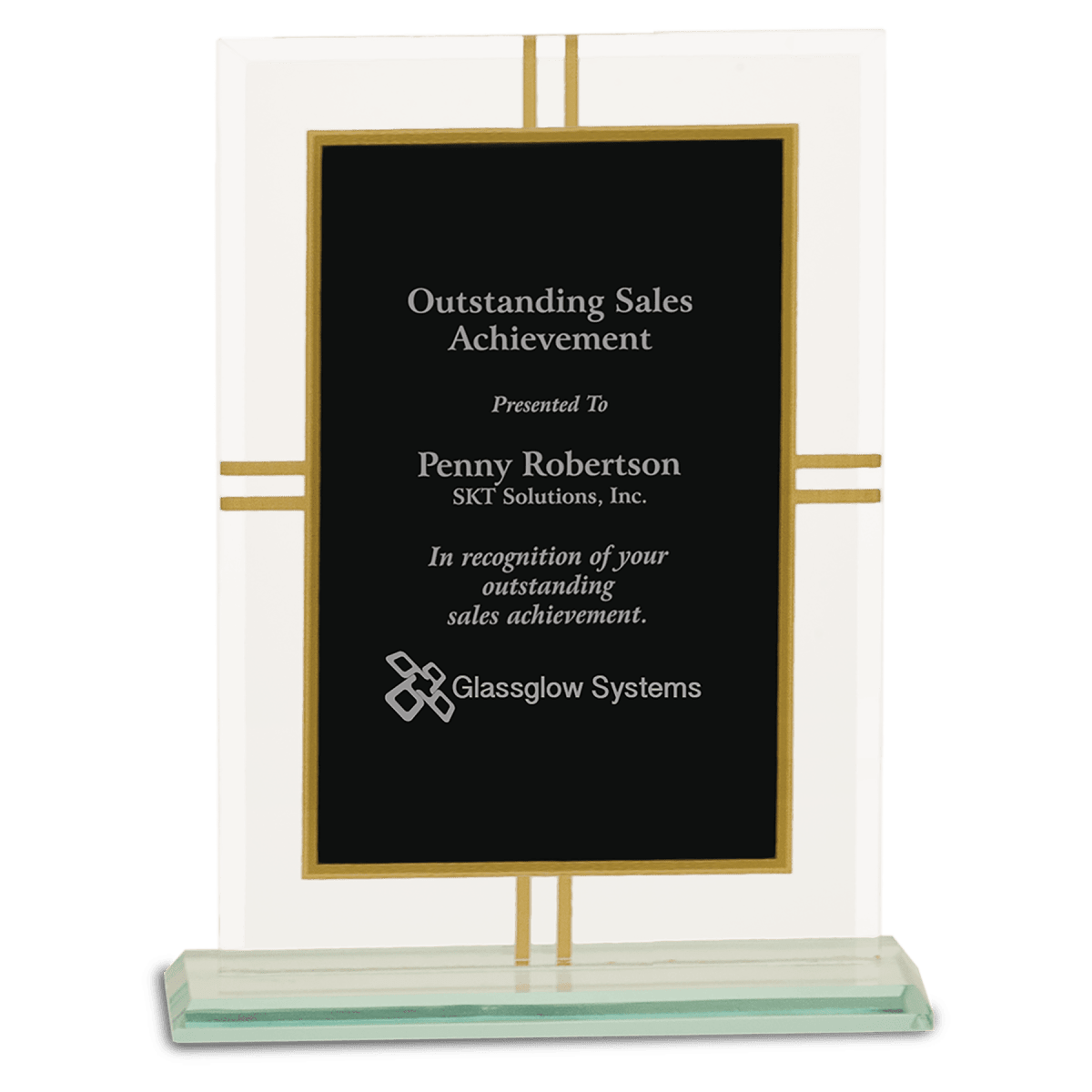 Large Contemporary Glass 4-Point Award, product photo
