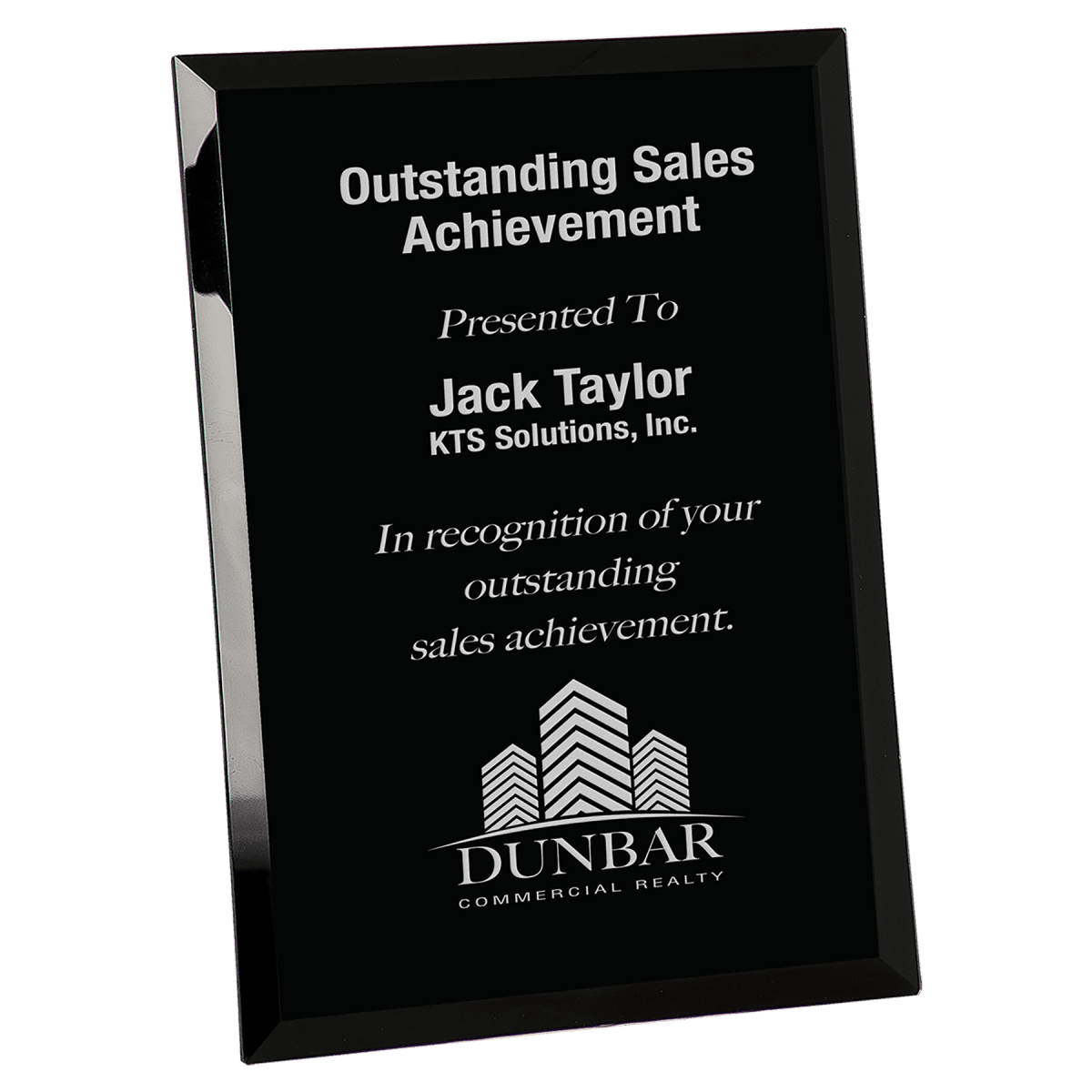 Black Glass Mirror Plaque 9" x 12", product photo