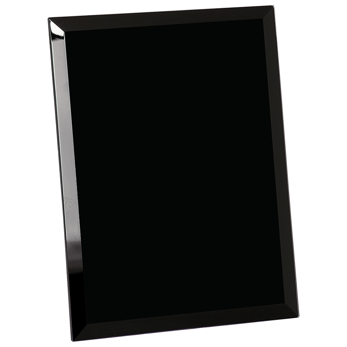 Black Glass Mirror Plaque 7" x 9", product photo