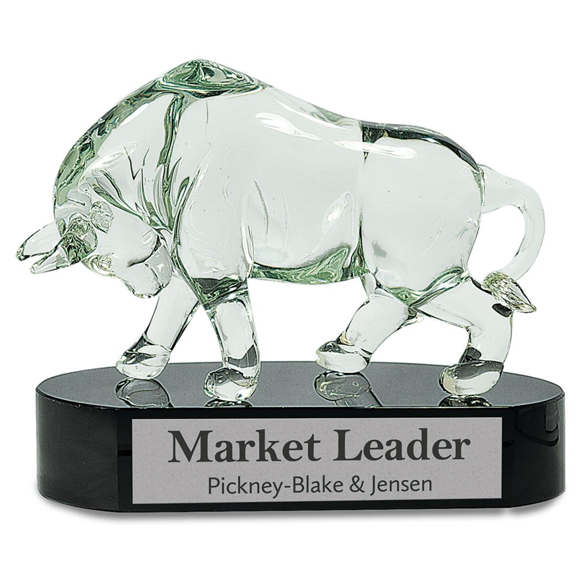 Clear Art Glass Bull, product photo