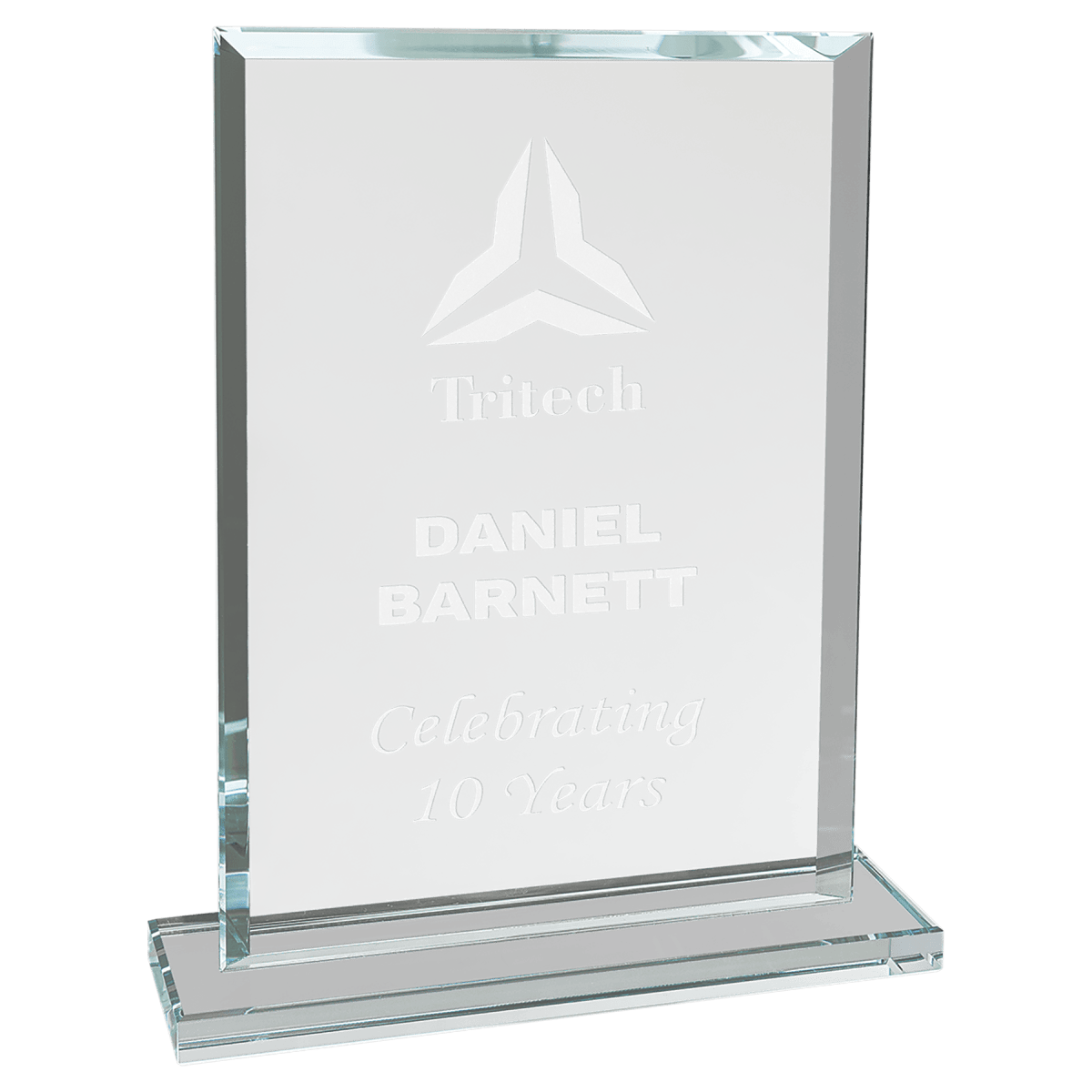Medium Rectangle Clear Glass Award, product photo