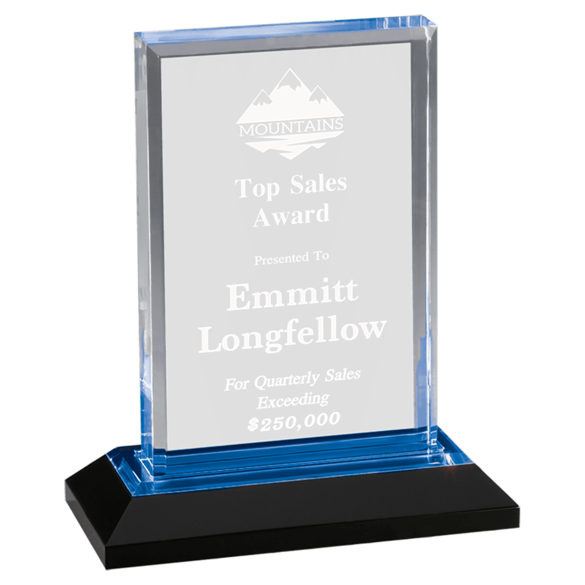 Medium Blue Beveled Impress Acrylic, product photo