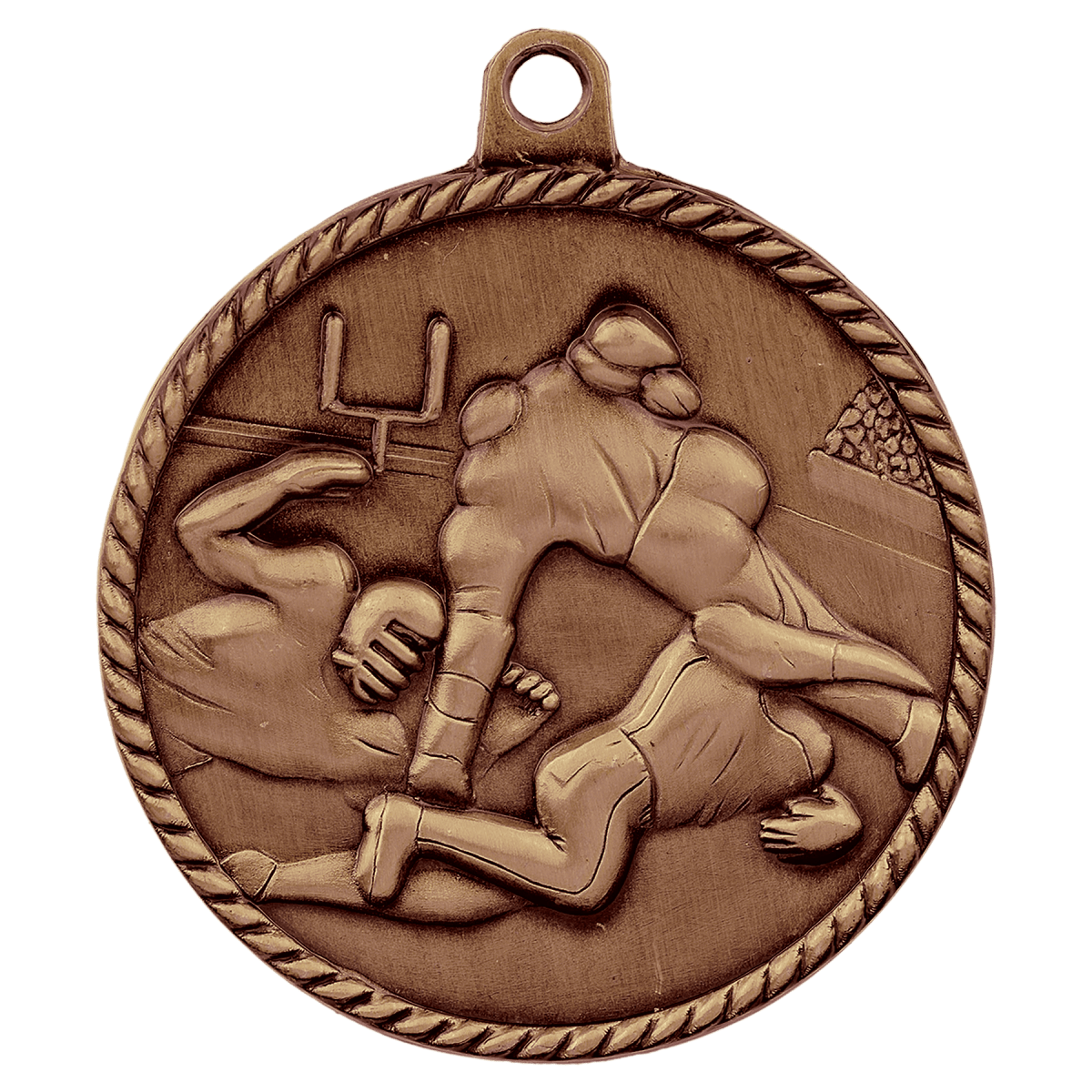 Football High Relief Medal-Bronze, product photo