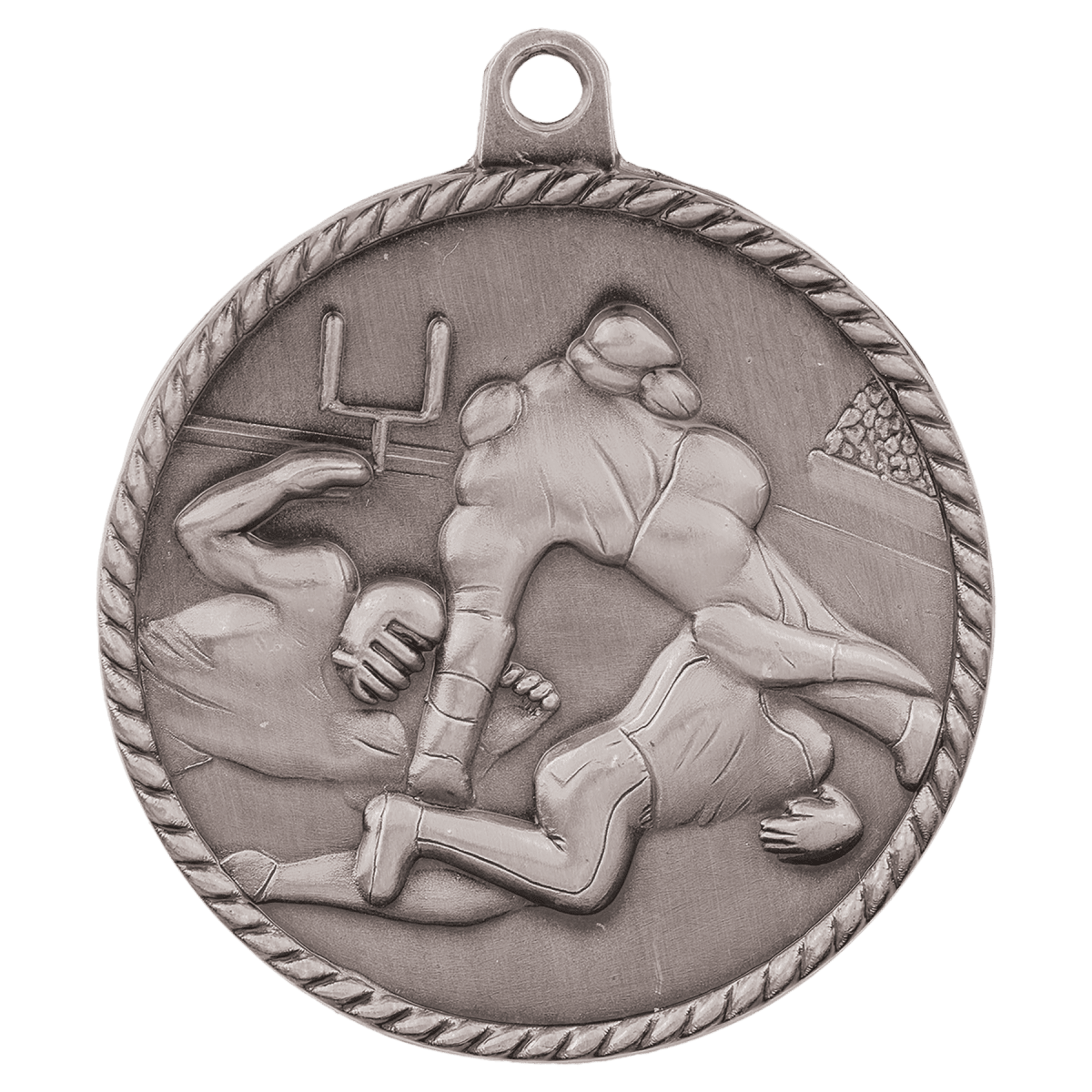Football High Relief Medal-Silver, product photo