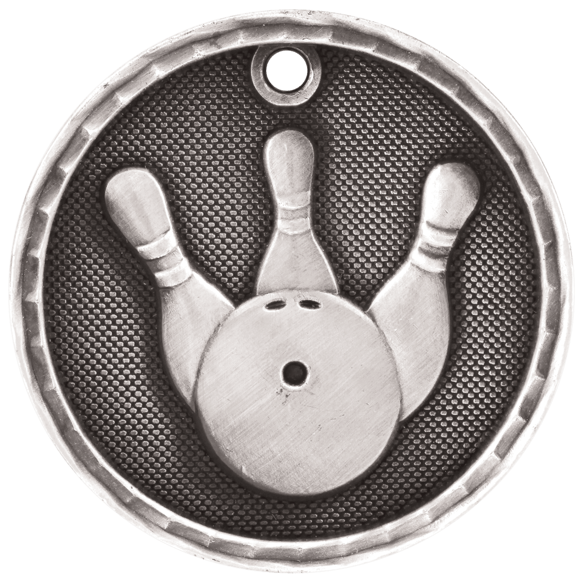 Bowling 3-D Medal-Silver, product photo