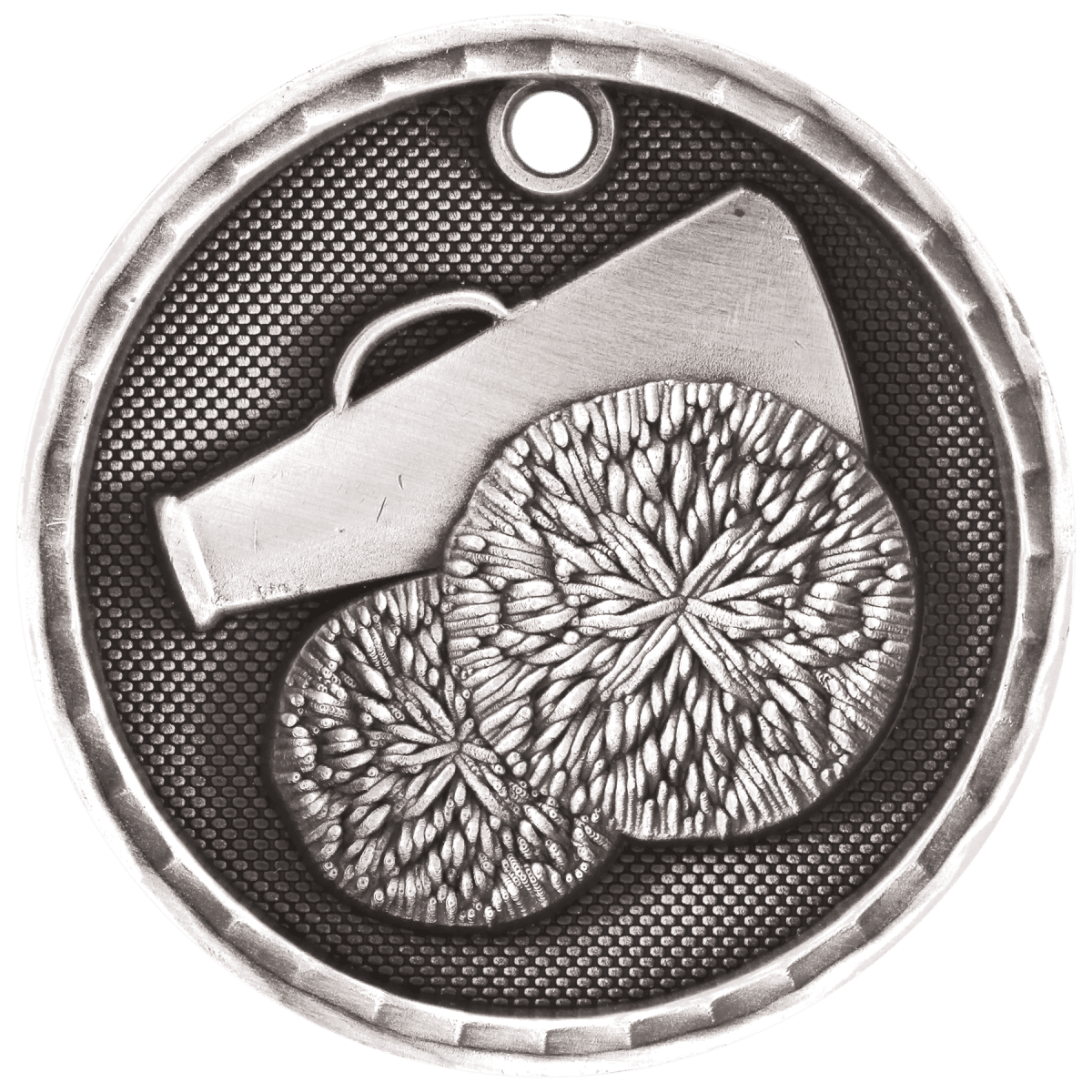 Cheer 3-D Medal-Silver, product photo