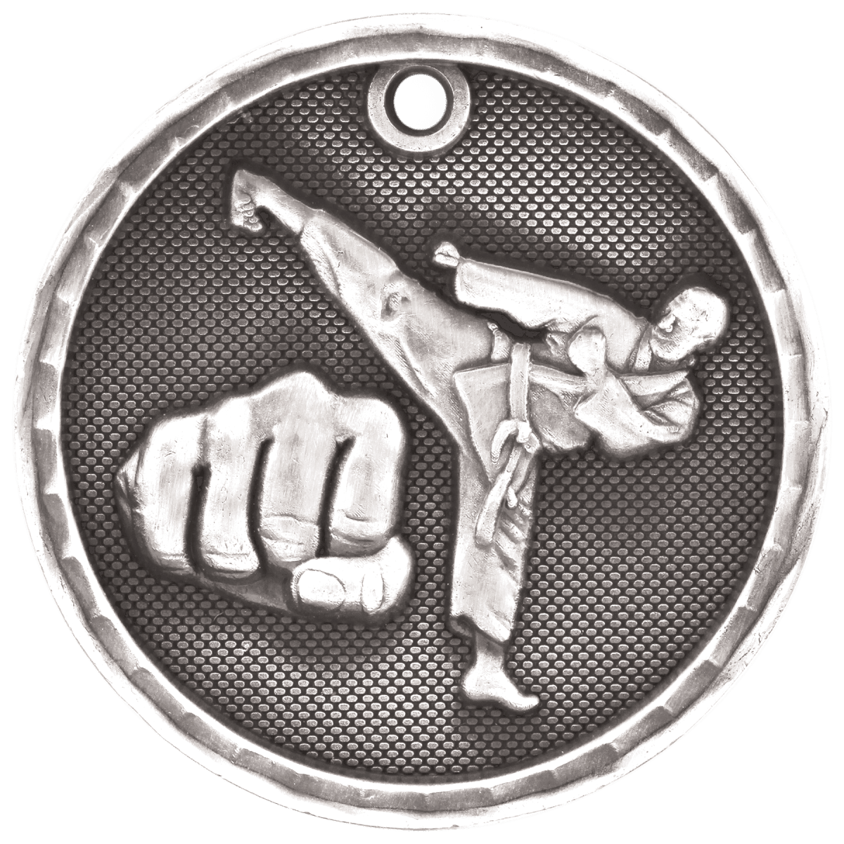 Martial Arts 3-D Medal-Silver, product photo
