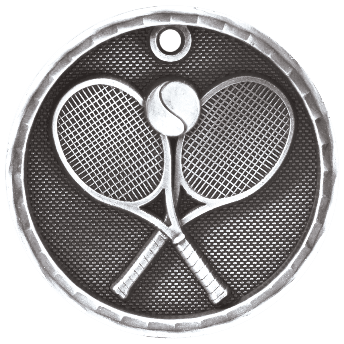Tennis 3-D Medal-Silver, product photo