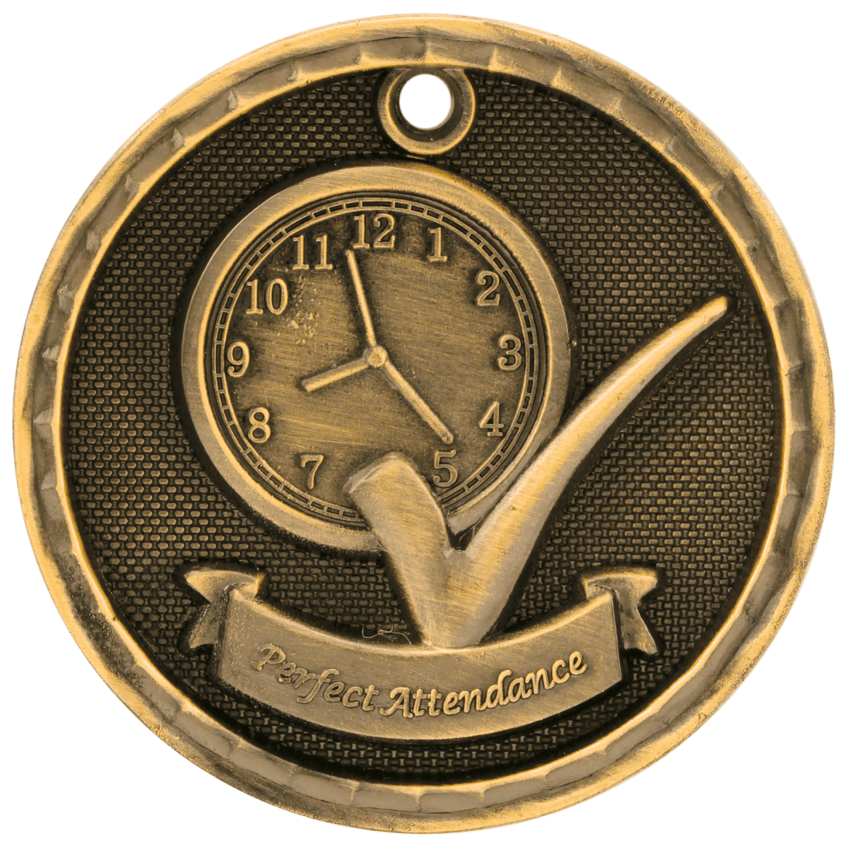 Perfect Attendance 3-D Medal-Gold, product photo