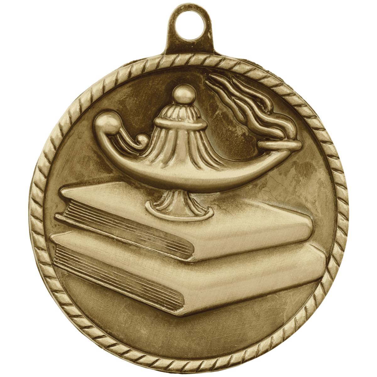Lamp of Knowledge High Relief Medal-Gold, product photo