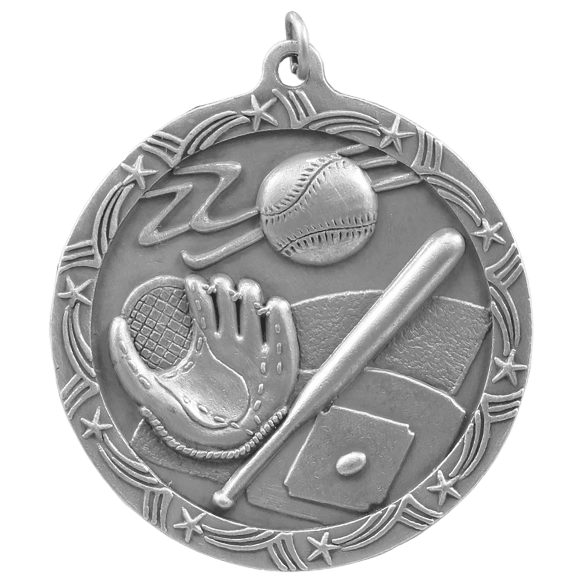 Baseball/Softball Shooting Star Medal-Silver, product photo