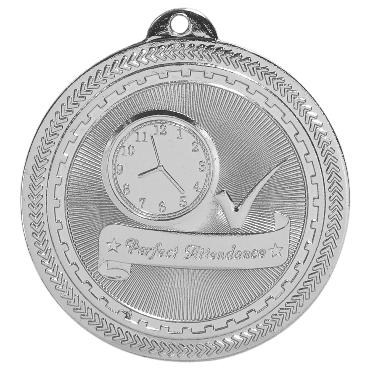 Perfect Attendance BriteLazer Medal-Silver, product photo