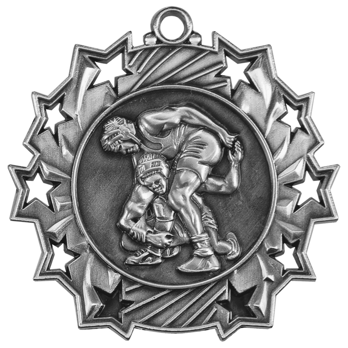 Wrestling Ten Star Medal-Silver, product photo