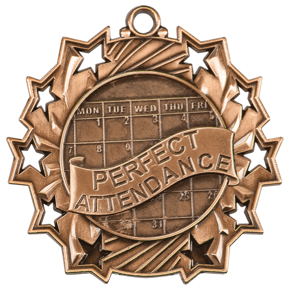 Perfect Attendance Ten Star Medal-Bronze, product photo