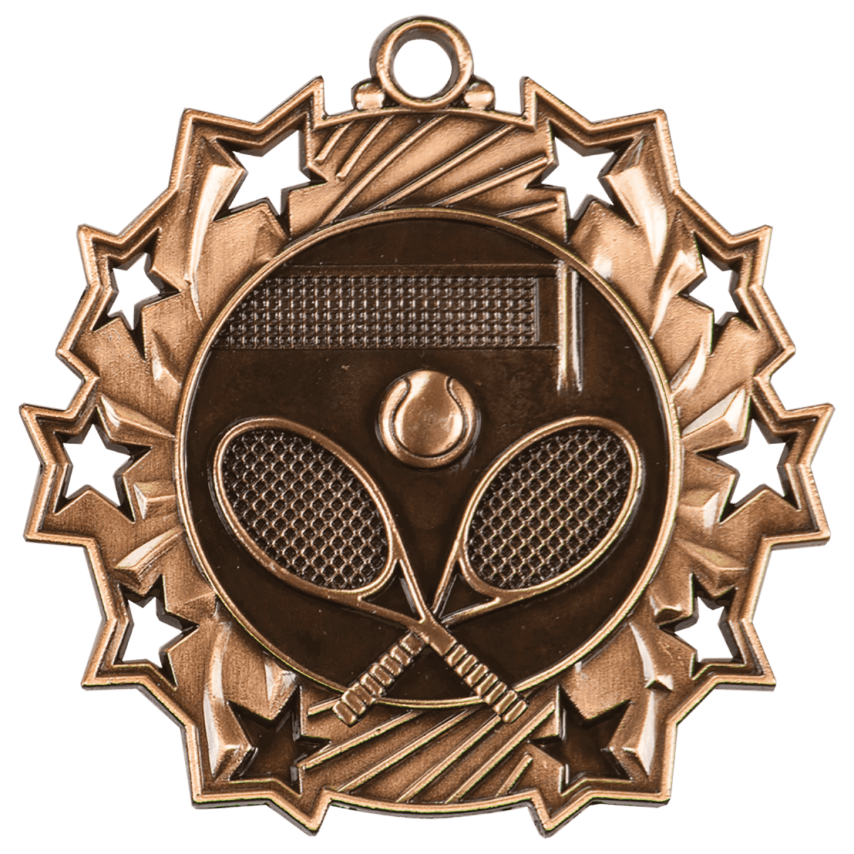 Tennis Ten Star Relief Medal-Bronze, product photo
