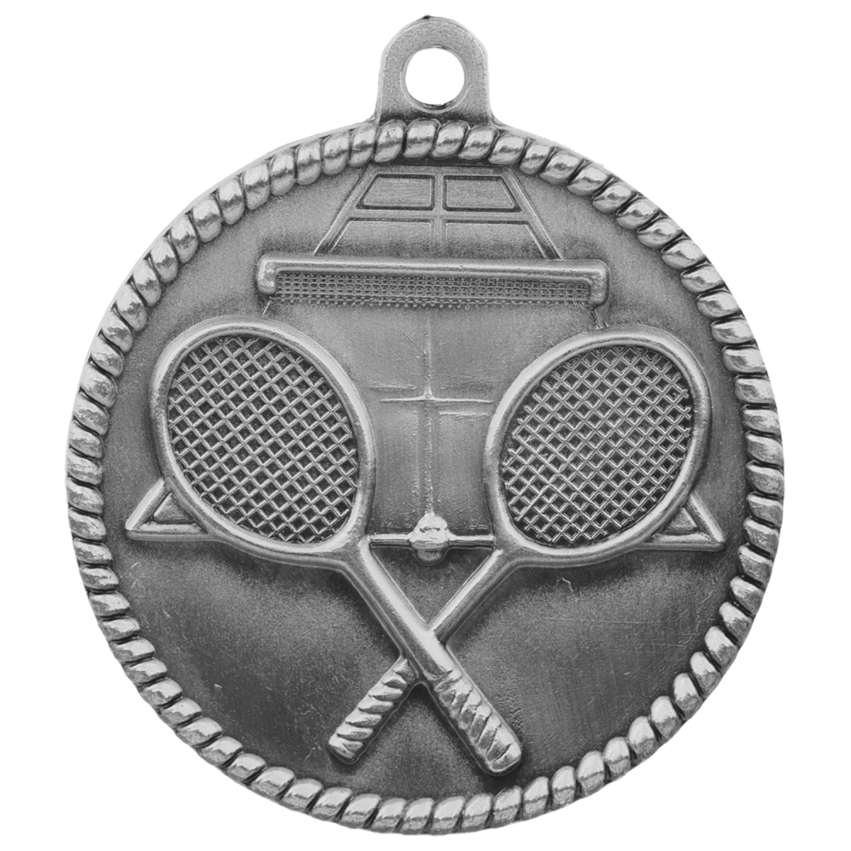 Tennis High Relief Medal-Silver, product photo